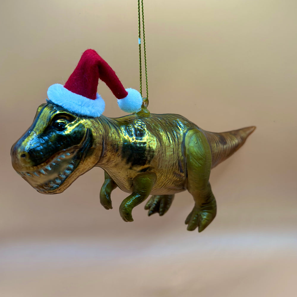 Kerstbal T-rex kerstmuts