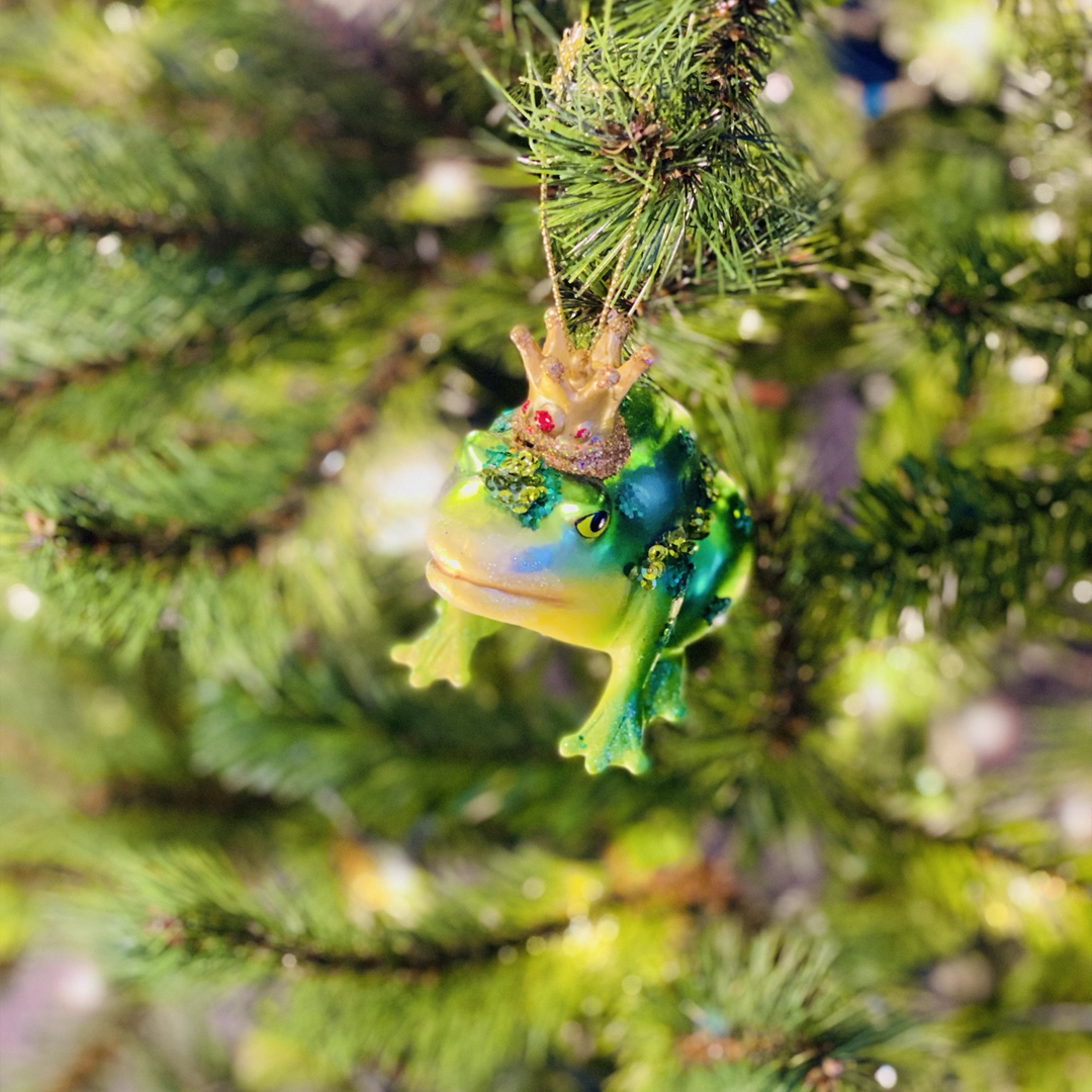 Kerstbal Kikker met kroon